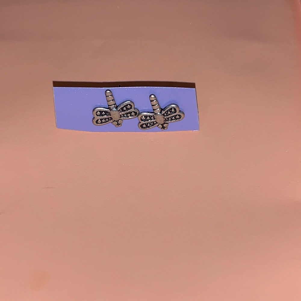 Silver dragon fly earrings